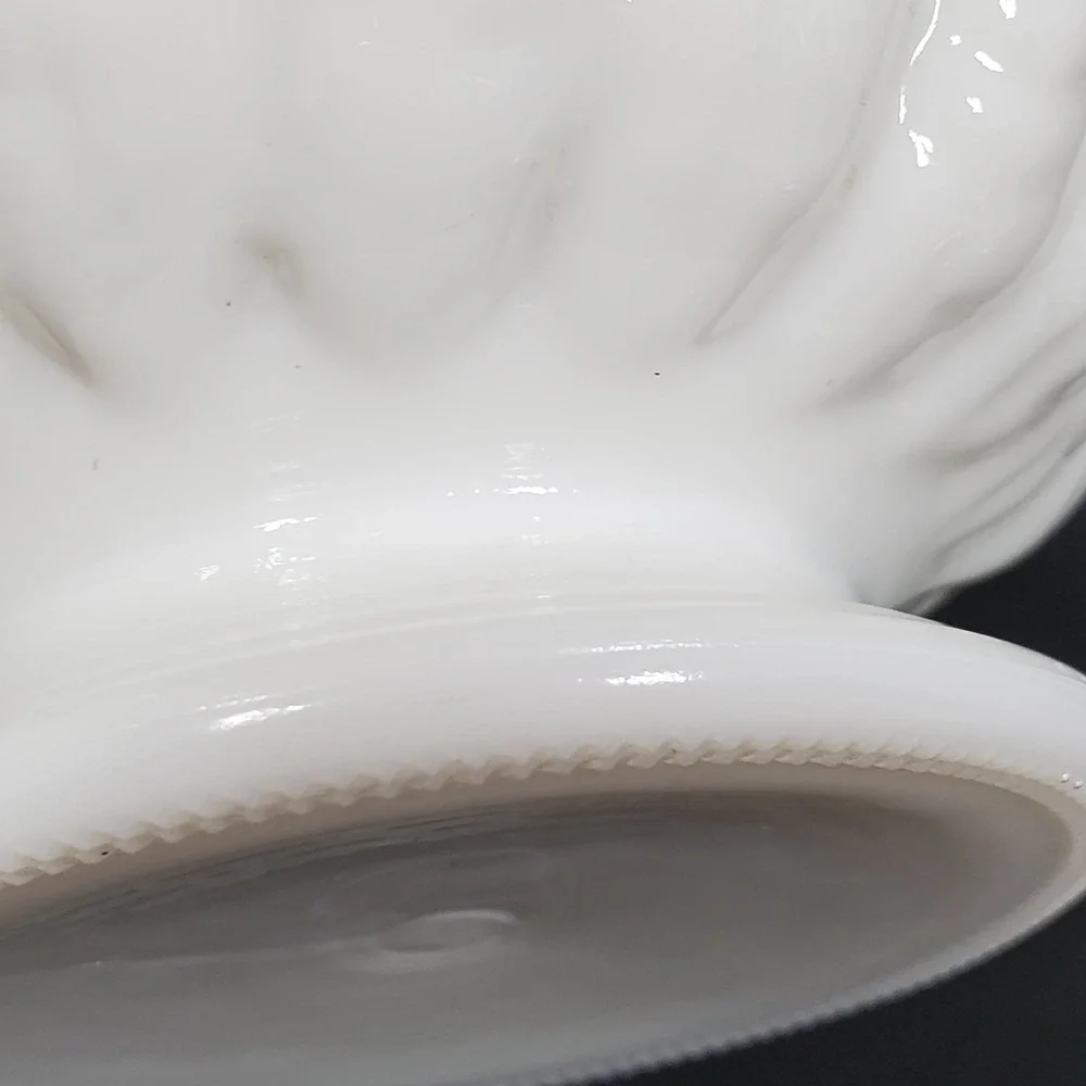 Randall Milk Glass Planter Vase White Footed Scalloped Leaf Pattern 4 inch  High